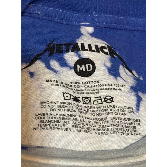 METALLICA Master of Puppets Graphic Band Tee Tie Dye Blue White Mens Medium - Picture 4 of 4